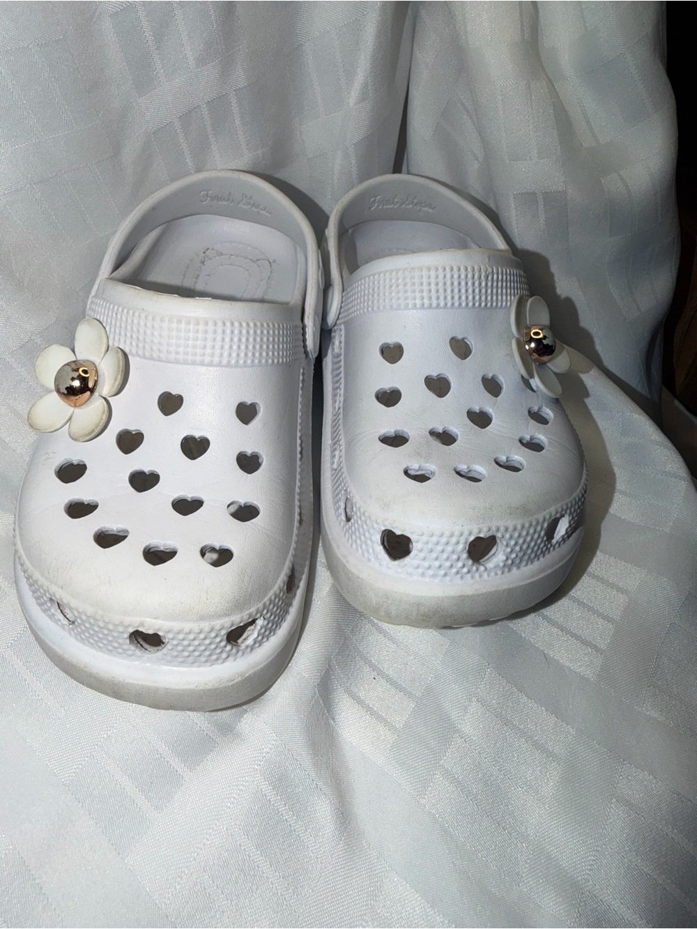White Kids Clog Sandals with Flower Charm